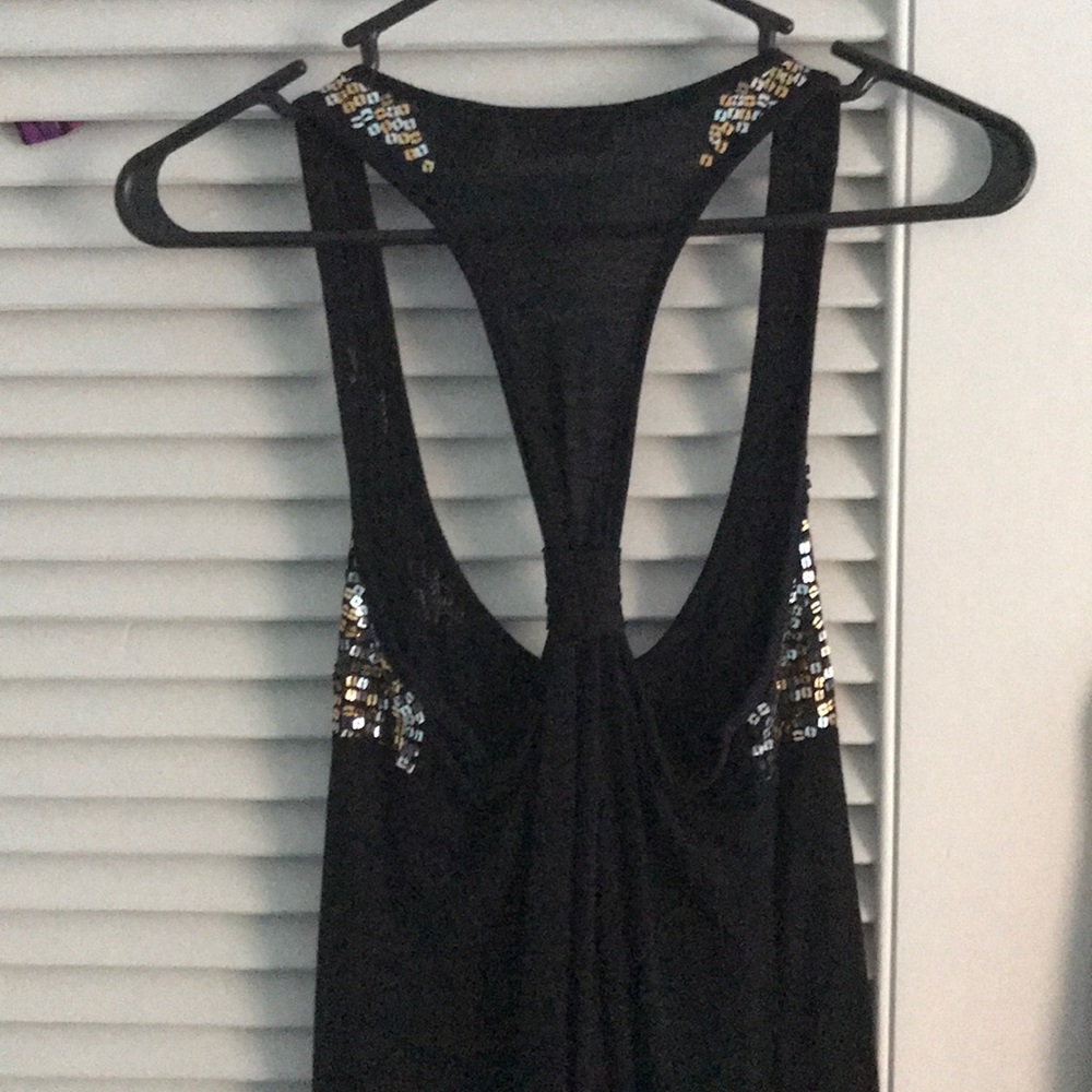 Black Sequin Razorback Tank Size M - Picture 4 of 6